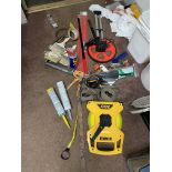 (Lot) Misc. Tools C/O: Brushes, Measuring Tape, Razors in 2 Buckets