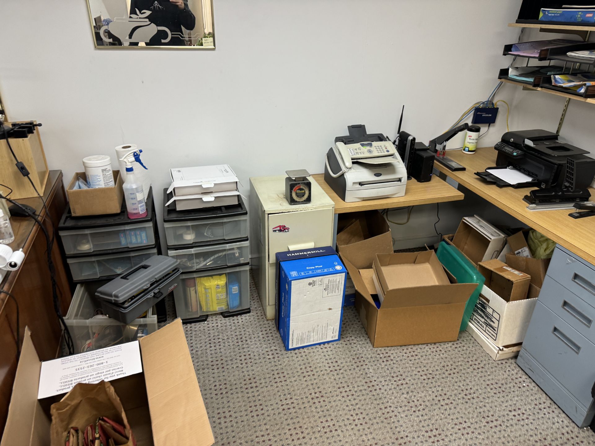 (Lot) In Office Desk, Chairs Files Book Shelf , L Shaped Desk, Printers, Office Supplies - Image 3 of 3