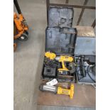 DeWalt Battery Powered Drill & 18v Heavy Duty 1/2" Impact Gun Both w/ Case & Chargers w/ 4 Batteries