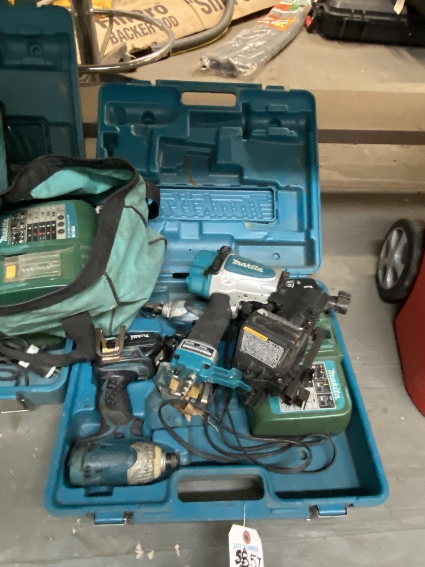 (Lot) Makita Battery Operated Drills, Impact Gun , Nailer w/ Chargers, Batteries, Etc. - Image 2 of 3