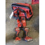 (Lot) Milwaukee Cordless 20v Impact Gun and Drill w/ (1) Battery, Charger, and Bag