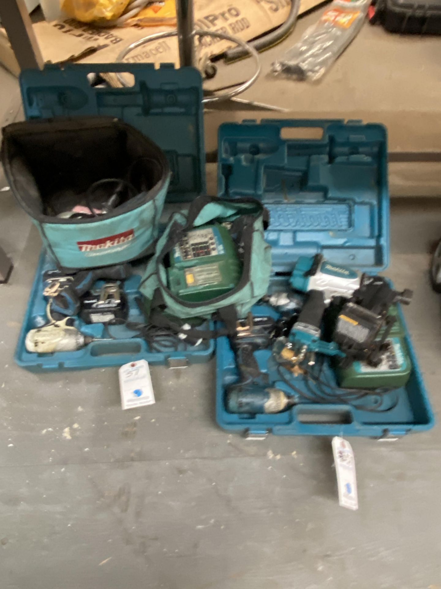 (Lot) Makita Battery Operated Drills, Impact Gun , Nailer w/ Chargers, Batteries, Etc. - Image 3 of 3