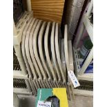 {LOT} 9 Metal Folding Chairs & 3 Sections of Plastic Shelving