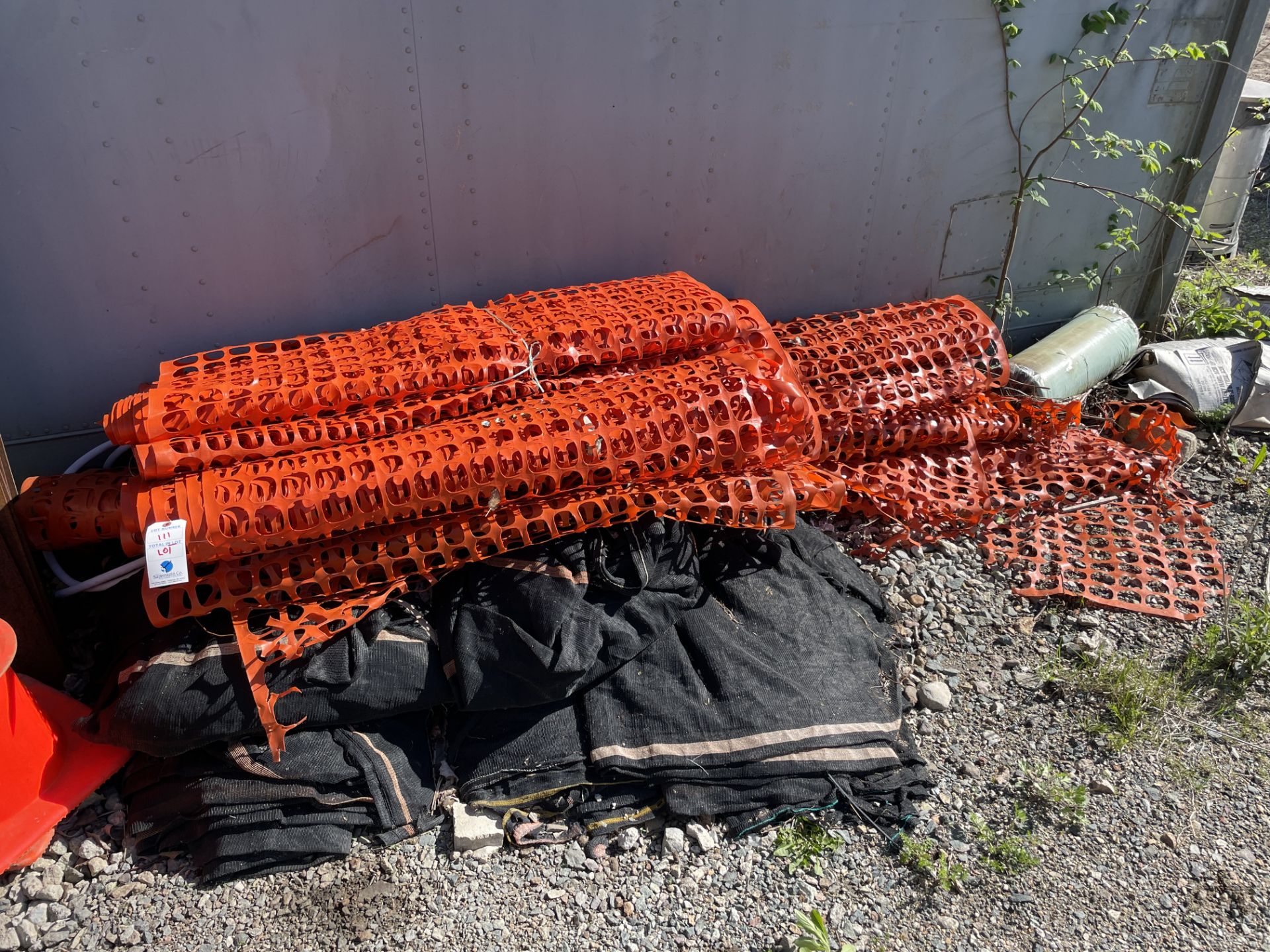 (Lot) Tarps, Fencing, Cones, Sprayers in One Area