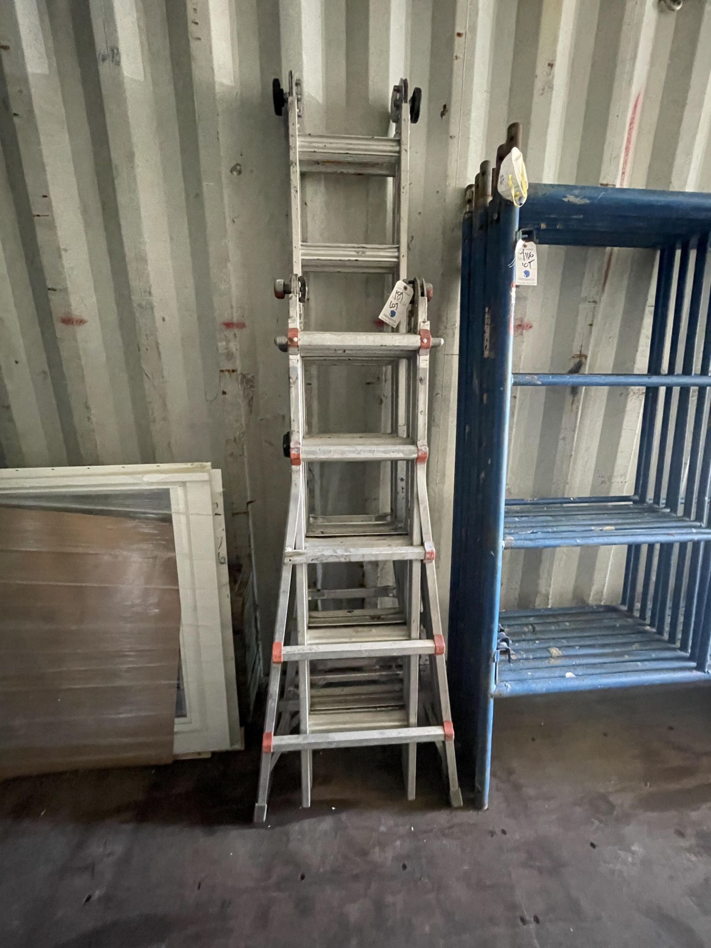 {LOT} Balance in Container C/O: Ladders, Fan, Metal, Motors, Plastic and Metal Drums in One Box - Image 5 of 5
