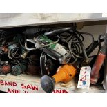 {LOT} Approx. 40 Corded Drills, Hammer Drills, Grinders, & Sanders on Shelf