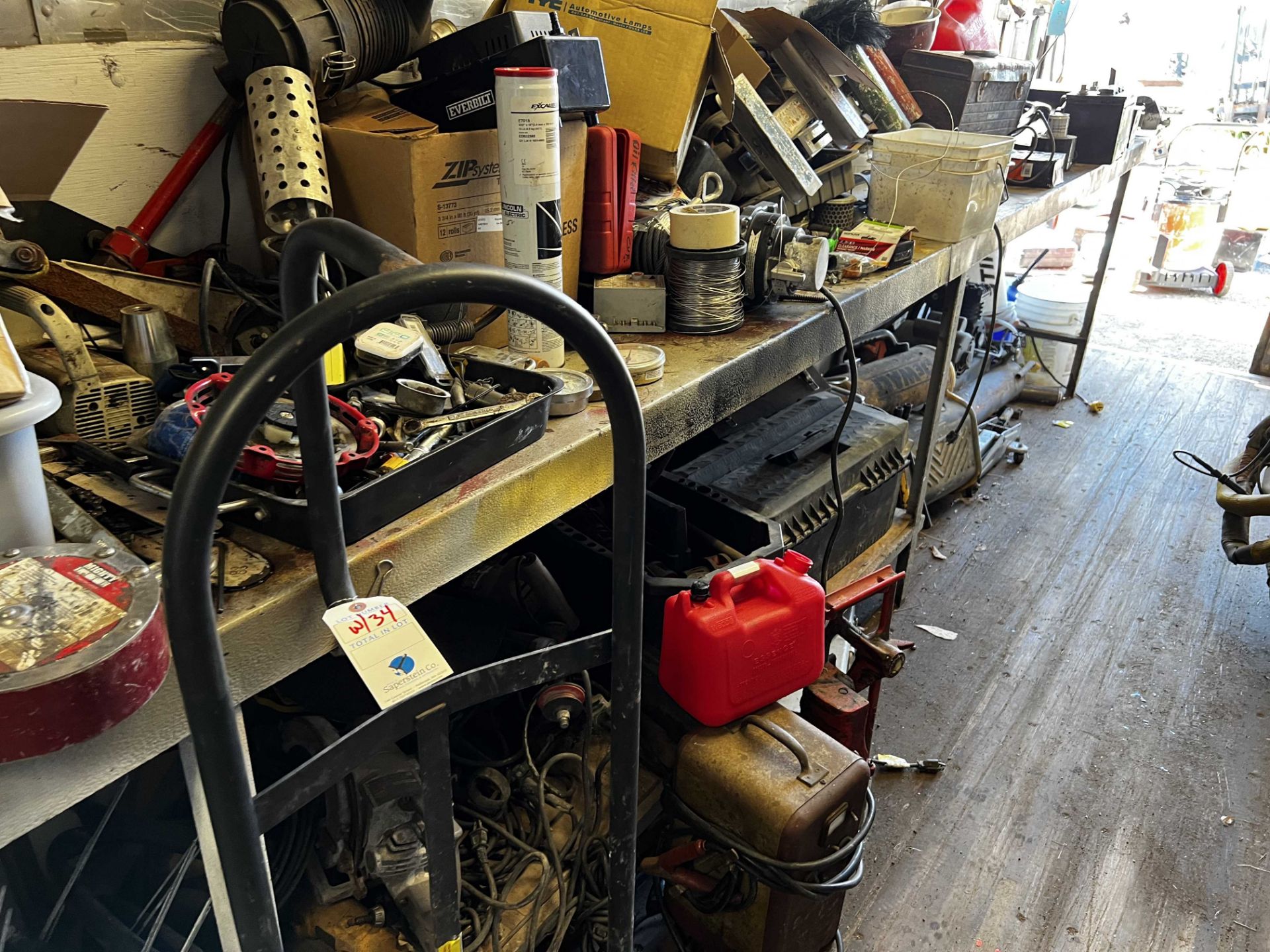{LOT} From Heater To Door c/o: Heater, Tables, Tools, Cases, Lamps, Vice, As is Compressor (MUST TAK - Image 2 of 8