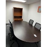 {LOT} 8' Conference Table, 4 Chairs, Cabinet