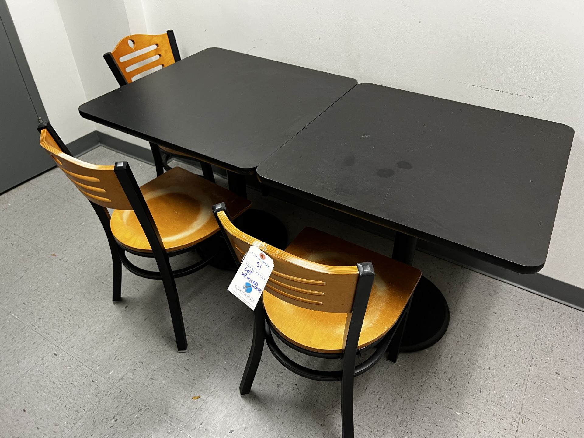 {LOT} 1 Microwave, 2 Tables, 3 Chairs - Image 2 of 2