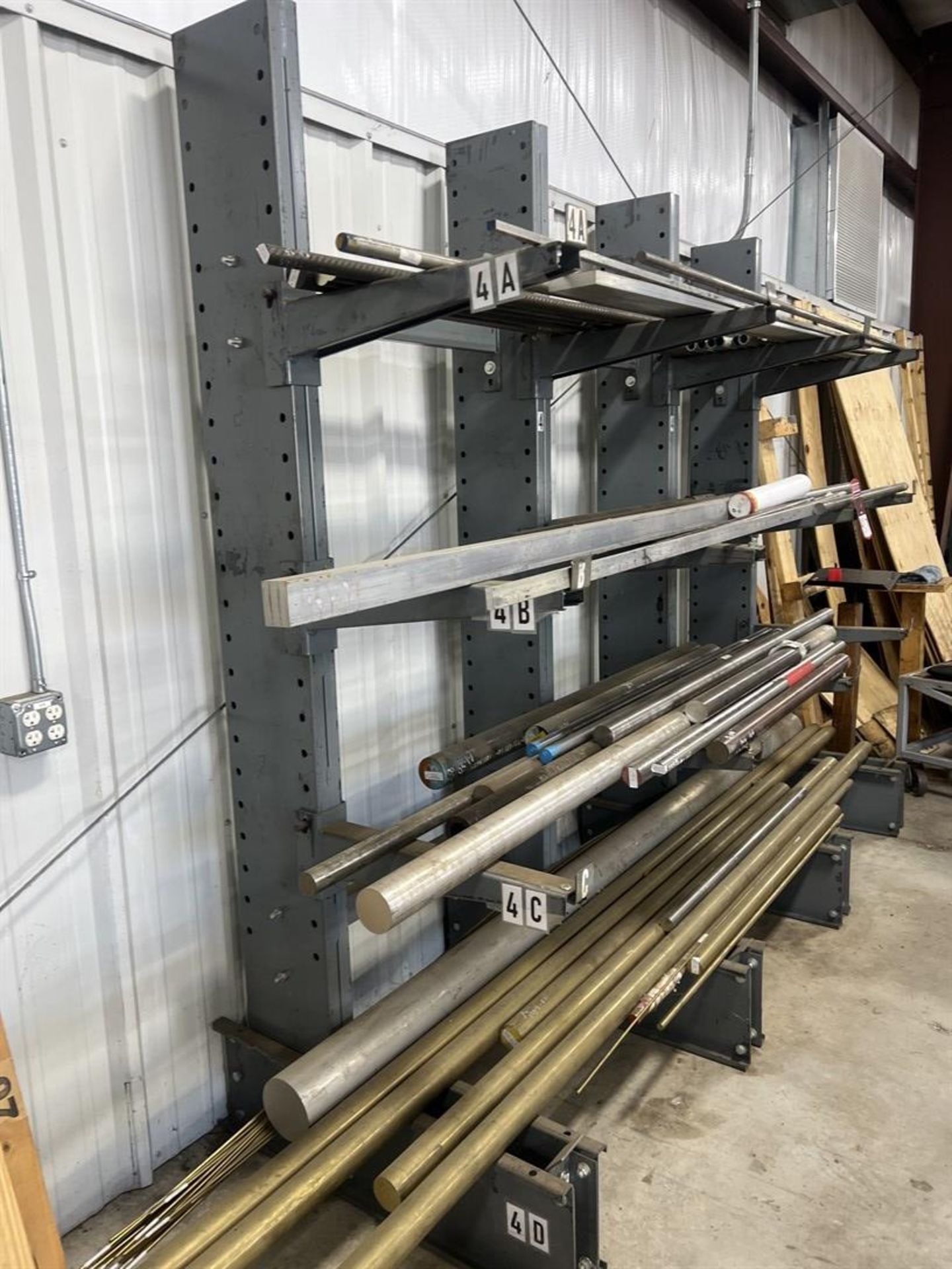 Cantilever Rack w/ Assorted Brass and Aluminum Bar Stock Including