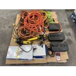 Lot of Assorted Extension Cords, Work Lights, Battery Back Ups and Lighted Exit Signs