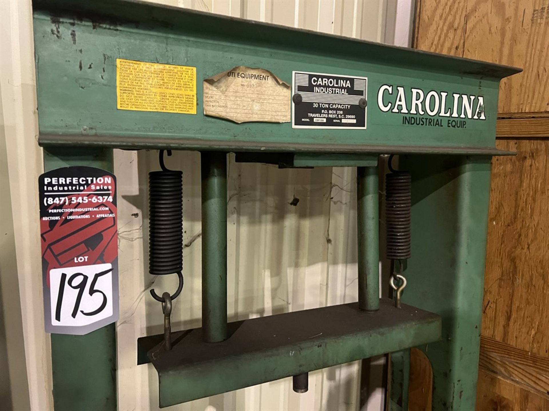 CAROLINA 30-Ton H-Frame Shop Press, (Missing Bottle Jack) (Wing Shop) - Image 3 of 4