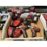 Lot Comprising (2) MILWAUKEE 1/2" Drill Drivers, (2) MILWAUKEE 3/8" Drill Drivers, Batteries and