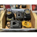 Lot of Assorted DEWALT Battiness and Chargers (Machine Shop)