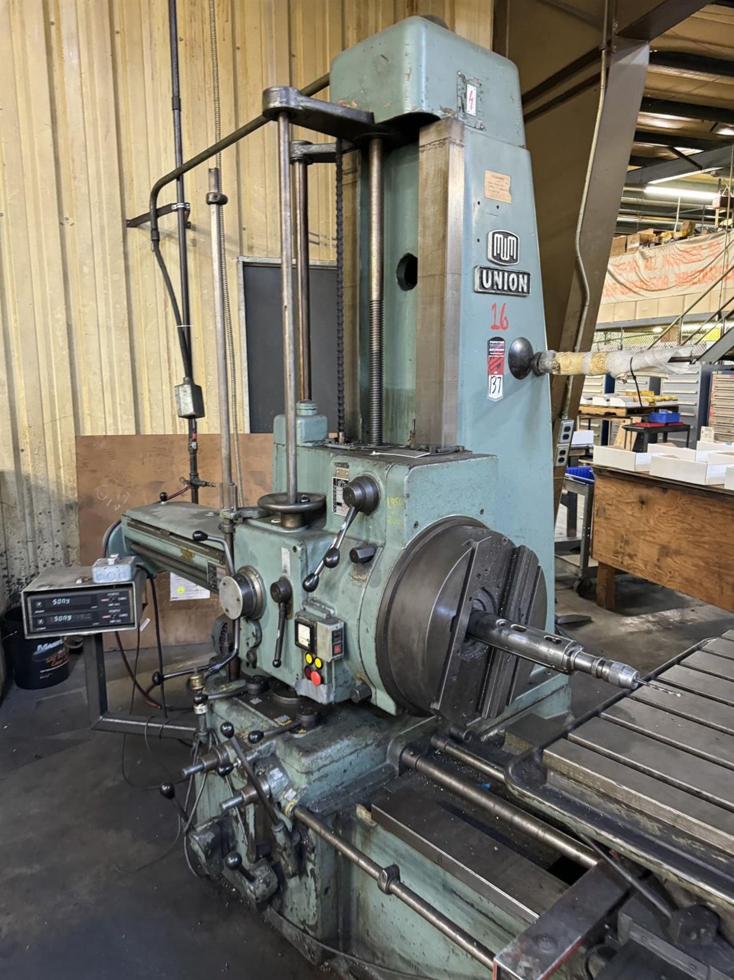 UNION BFT80 4" Horizontal Boring Mill, s/n 24763, 35" x 44" Table, 19" Facing Head, 48"X, 36"Y, 18" - Image 5 of 10