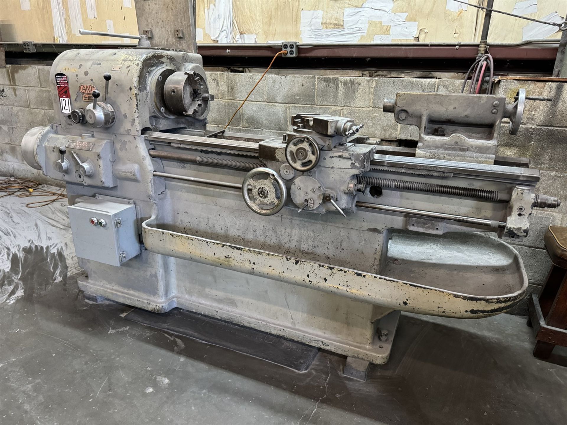 LANG 13" Junior Lathe, s/n 36893, 8" 3-Jaw Chuck, 40" Between Centers, 89-1105 RPM, Tool Post,