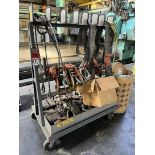 Rolling Rack w/ Slings, Chains, Eye Bolts, Plate Clamps and Shackles (Machine Shop)