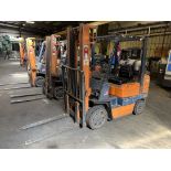 TOYOTA 5FGC25 LP Forklift, s/n 5FGC25-13715, 5000 Lb Capacity, 2-Stage Mast, OH Protection (