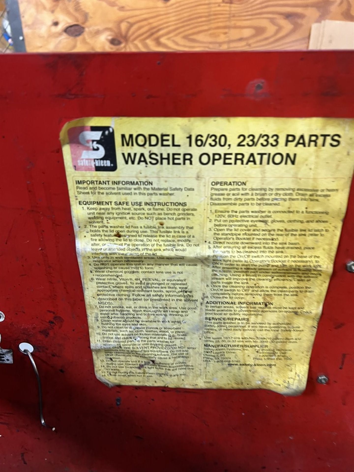 SAFETY KLEEN 16 Solvent Parts Washer (Machine Shop) - Image 4 of 5