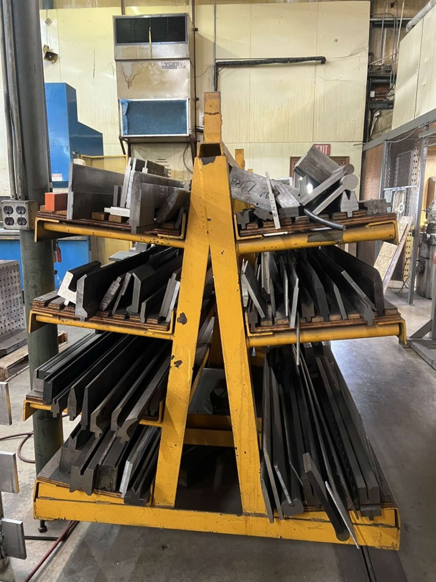 Brake Ress Rack Lot of Assorted Press Brake Tooling w/ Rolling Rack (Machine Shop)