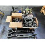 Lot Comprising Turnbuckles, Bottle Jacks, Hydraulic Jacks, Eye Bolts, and Shackles (Machine Shop)