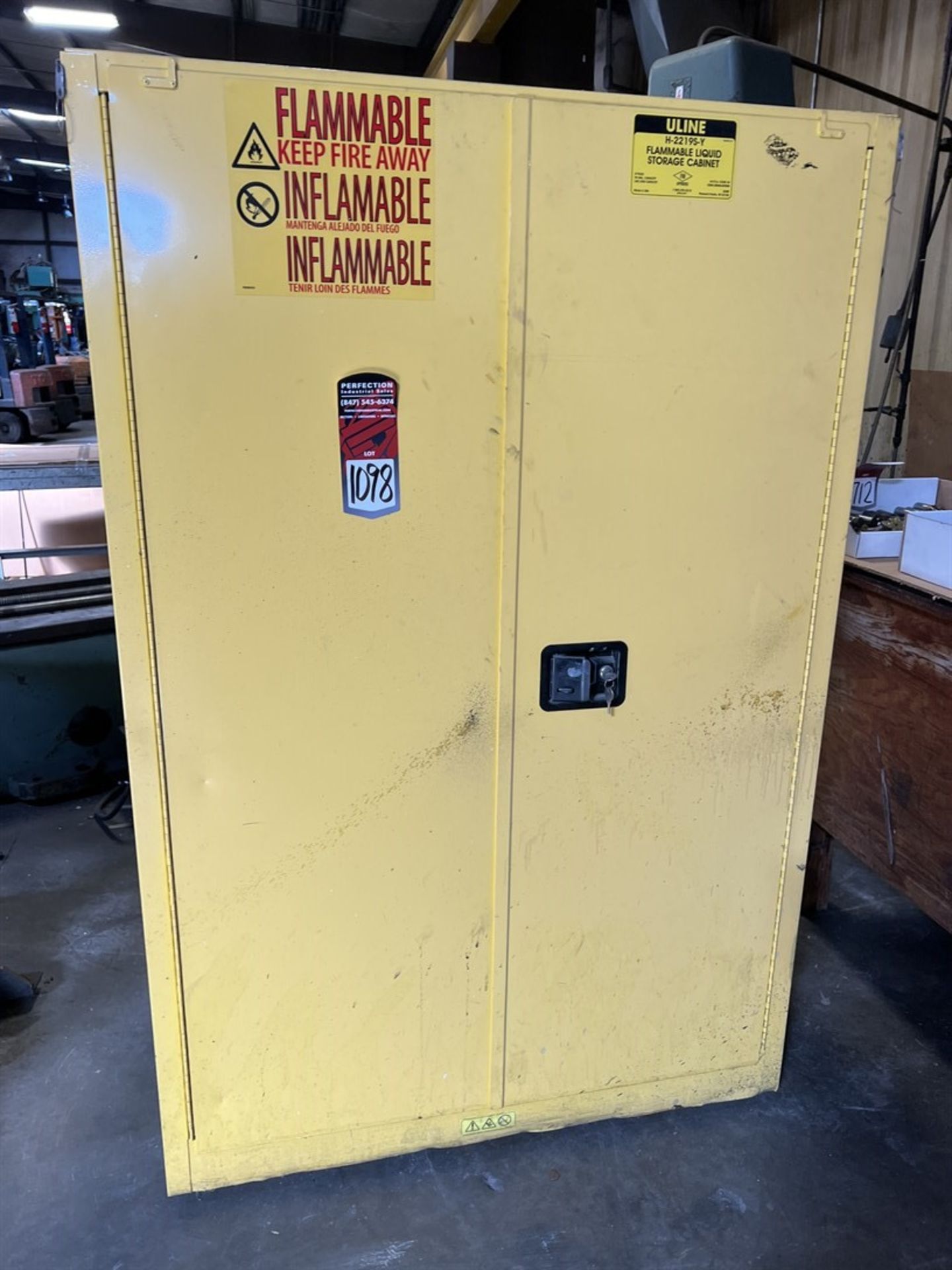 ULINE H-2219S-Y 90 Gallon Flammable Liquids Storage Cabinet (Machine Shop)