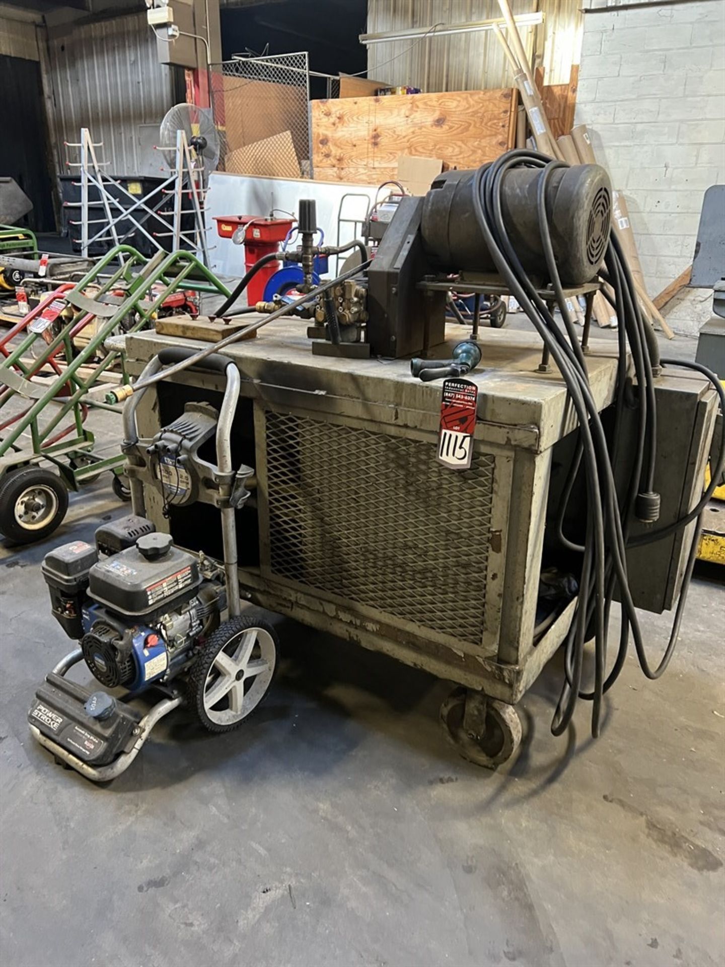 Lot Comprising Mobile Pressure Washer Cart w/ POWER STROKE 3100 PSI Pressure Washer (Machine Shop)