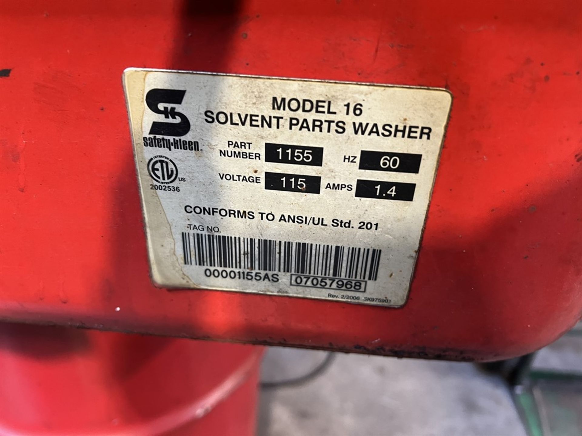 SAFETY KLEEN 16 Solvent Parts Washer (Machine Shop) - Image 5 of 5