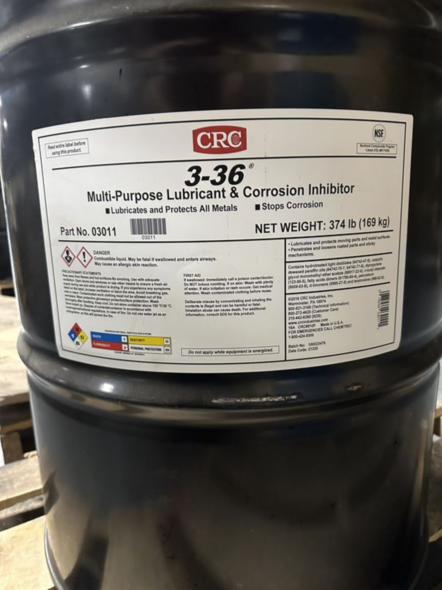 Factory Sealed 55 Gal. Drum CRC 3-36 Multi-Purpose Lubricant & Corrosion Inhibitor (Similar to WD-40 - Image 3 of 3