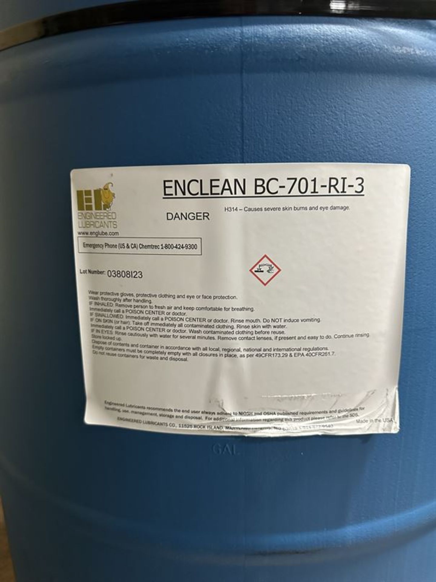 (2) Factory Sealed 55 Gal. Drums ENCLEAN BC-701-RI-3