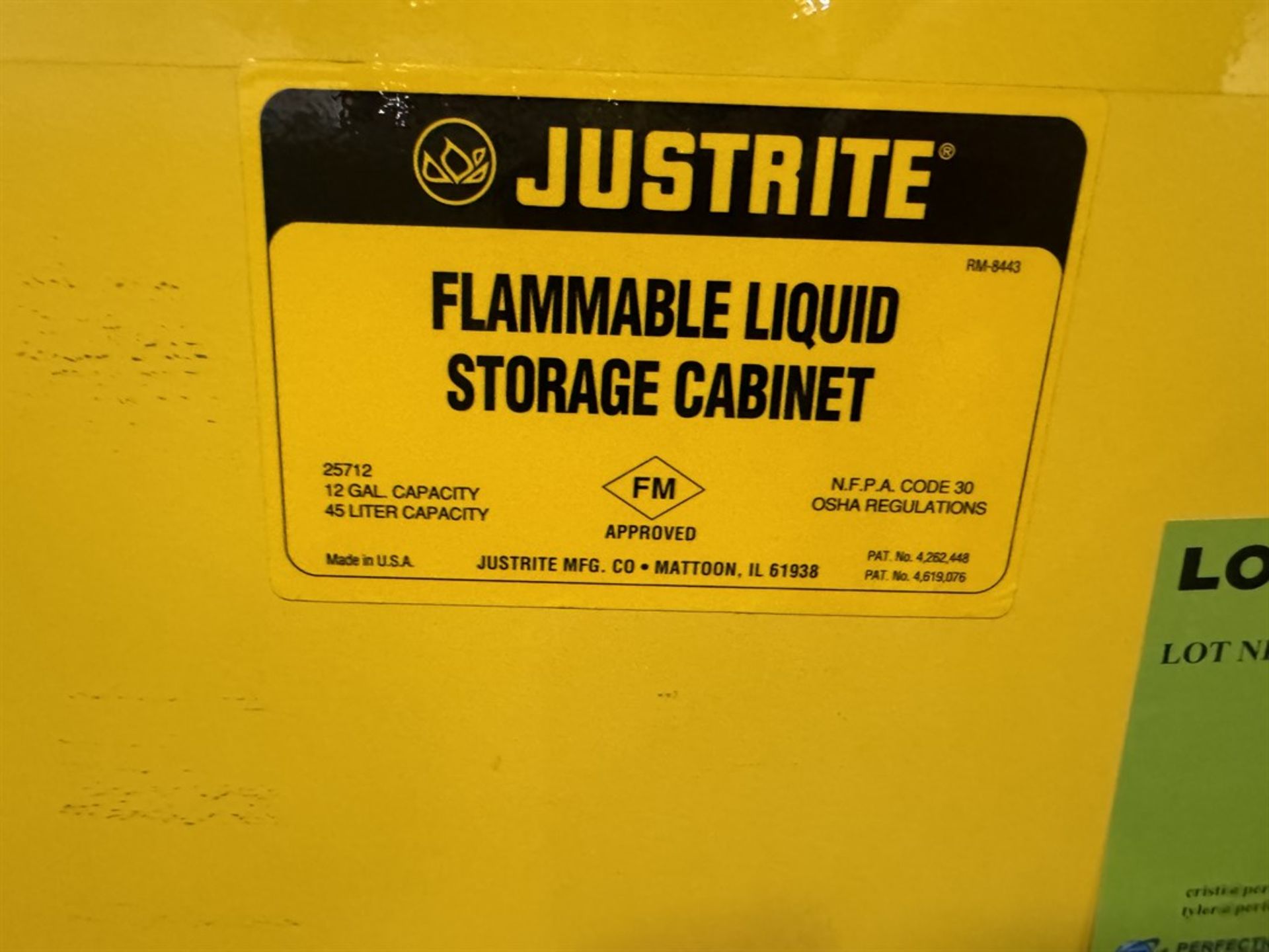 JUSTRITE 25712 12 Gallon Flammable Liquids Storage Cabinet - Image 2 of 3