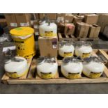 Lot of (7) JUSTRITE Non-Metallic Body 2 Gallon Safety Disposal Cans w/ JUSTRITE Oily Waste Can