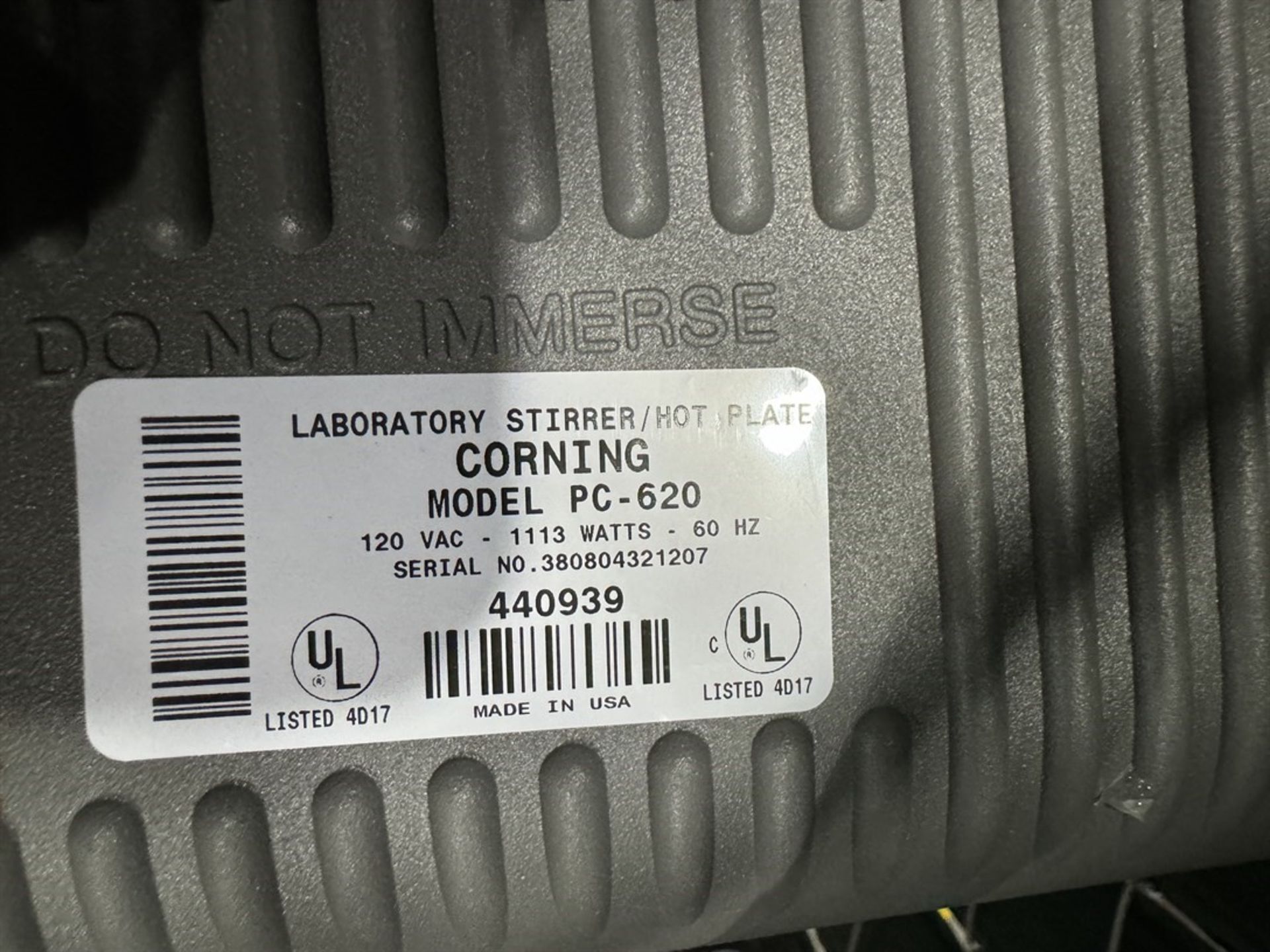 CORNING PC-620 Stirrer/Hot Plate, s/n 380804321207 - Image 3 of 3