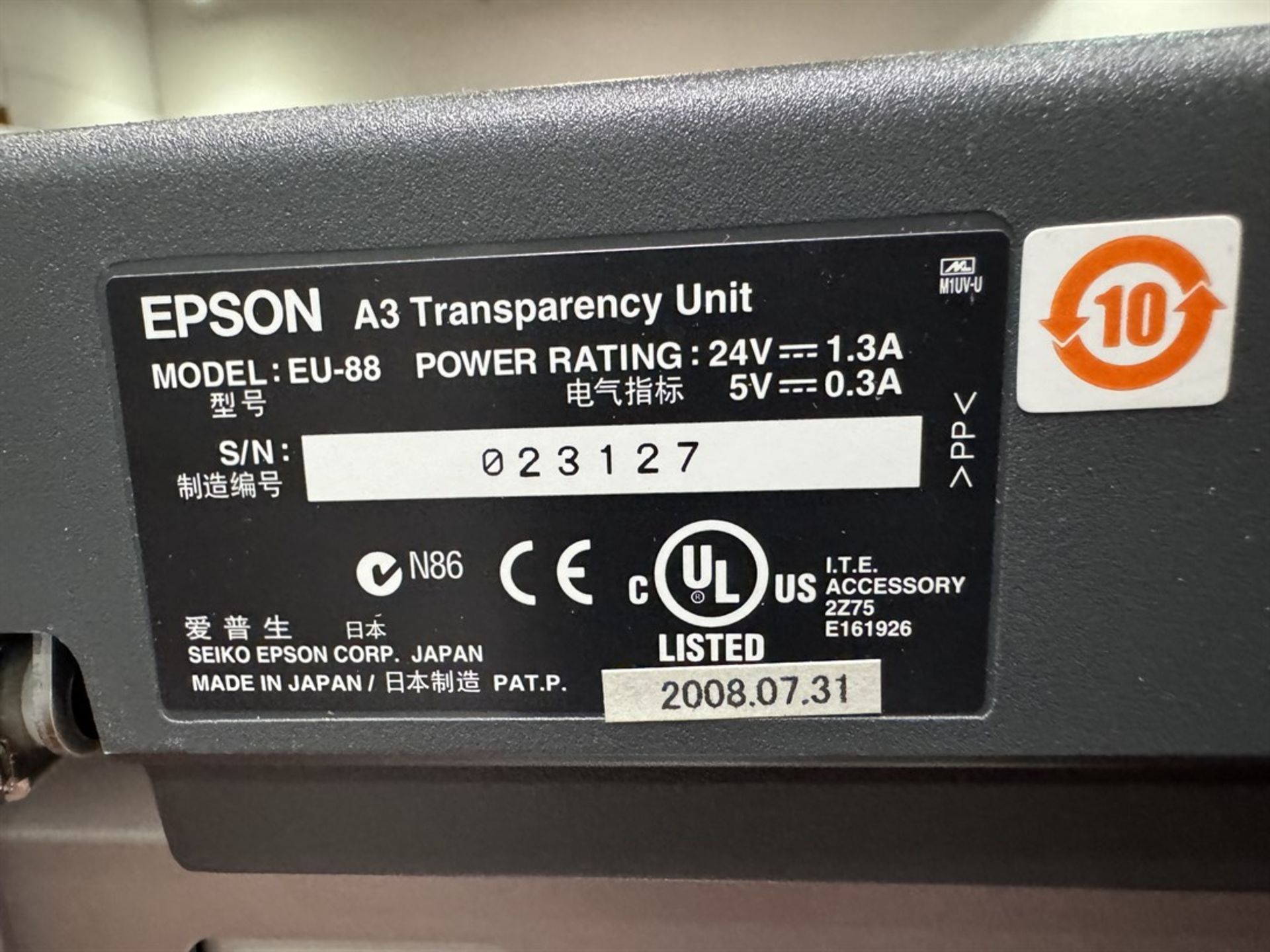 EPSON Expression 10000 XL Flatbed Scanner, s/n FVU0015800, w/ EPSON A3 Transparency Unit - Image 6 of 7