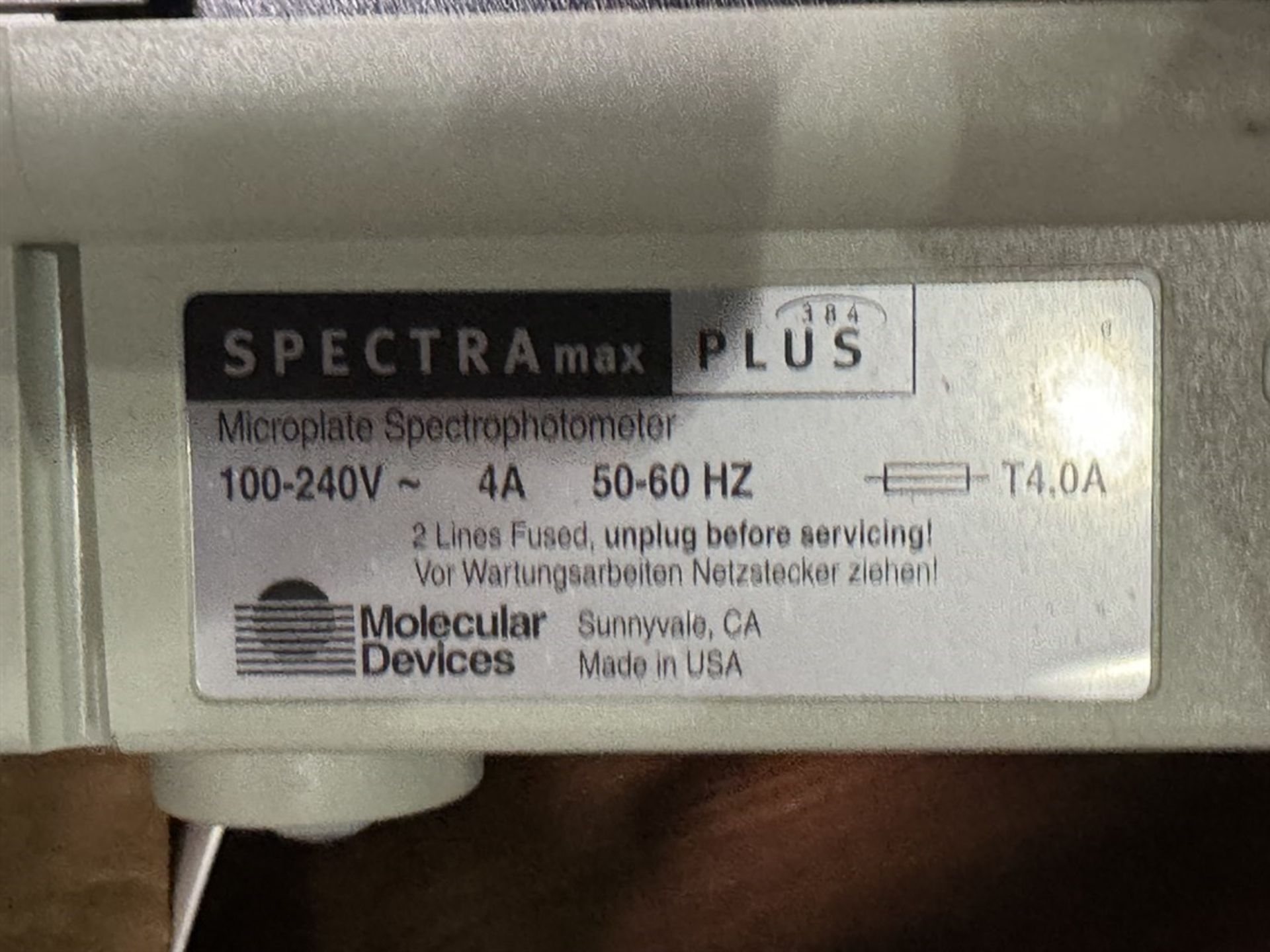 MOLECULAR DEVICES Spectra Max 384 Plus Microplate Spectrophotometer, s/n na - Image 5 of 5