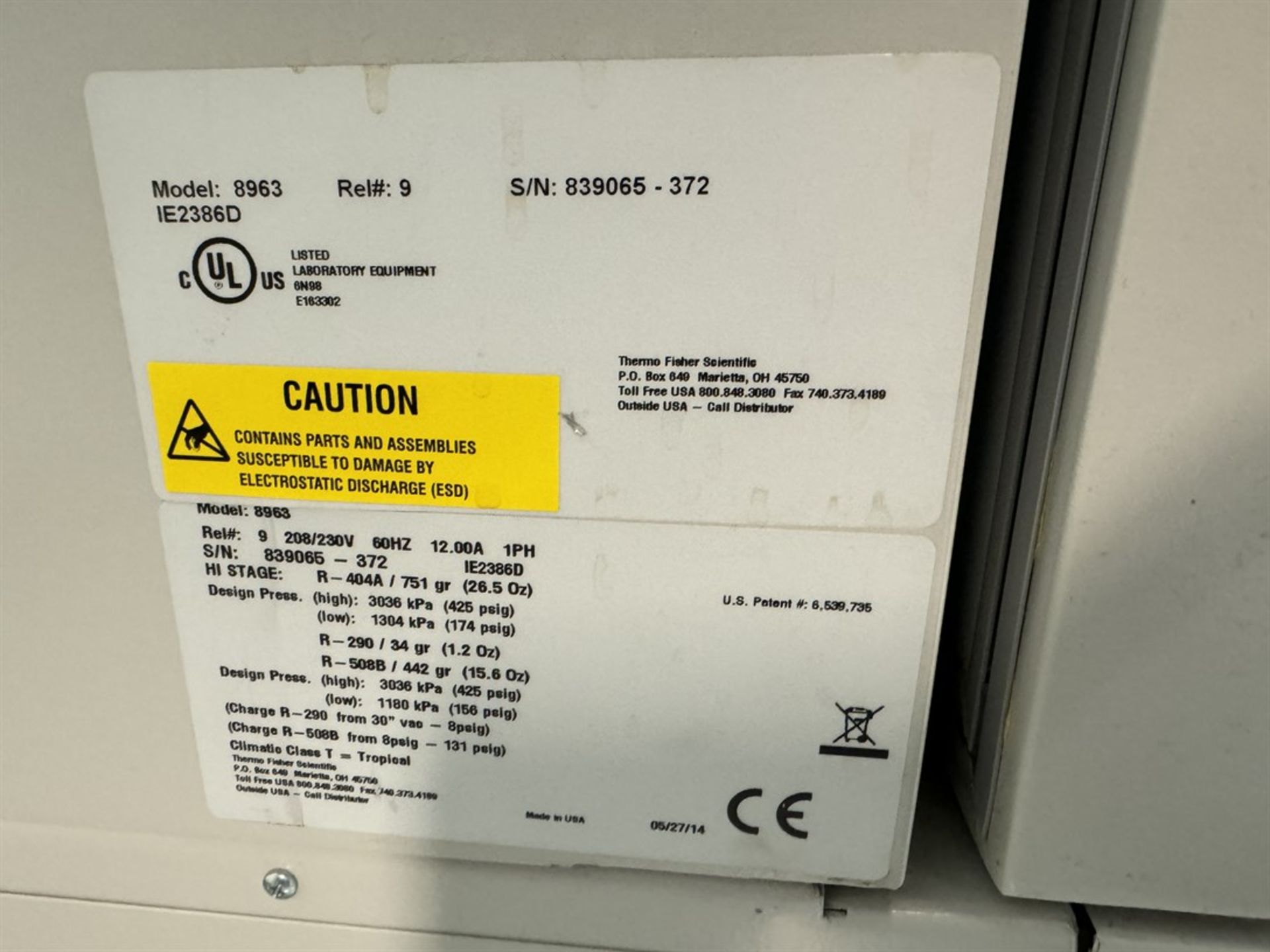 2014 THERMO FISHER SCIENTIFIC 8963 Isotemp Ultra-Low Lab Freezer, s/n 839065-372, -86 Degrees C - Image 5 of 5