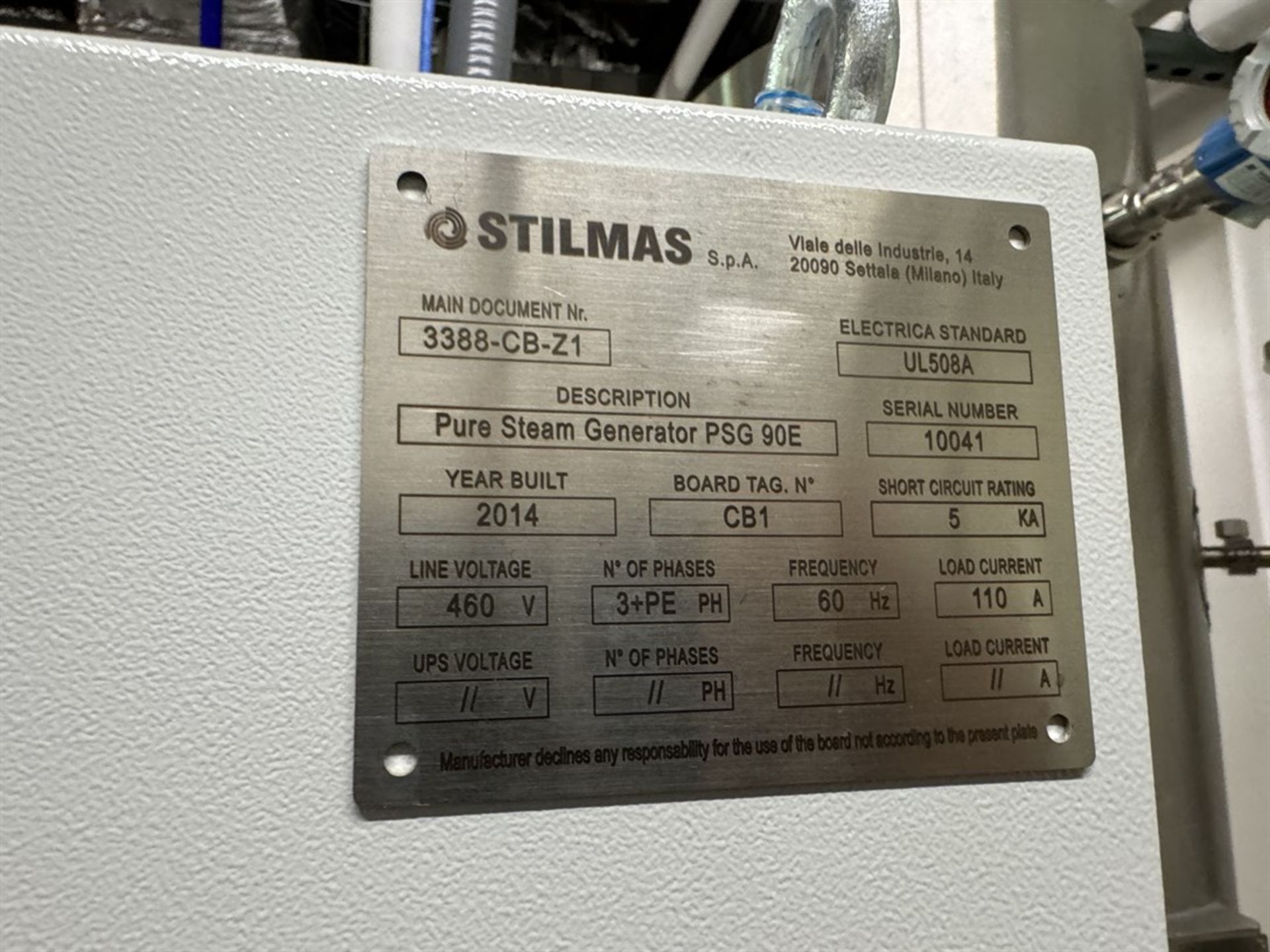 2014 STILMAS Pure Steam Generator PSG 90E, s/n 10041 - Image 4 of 10