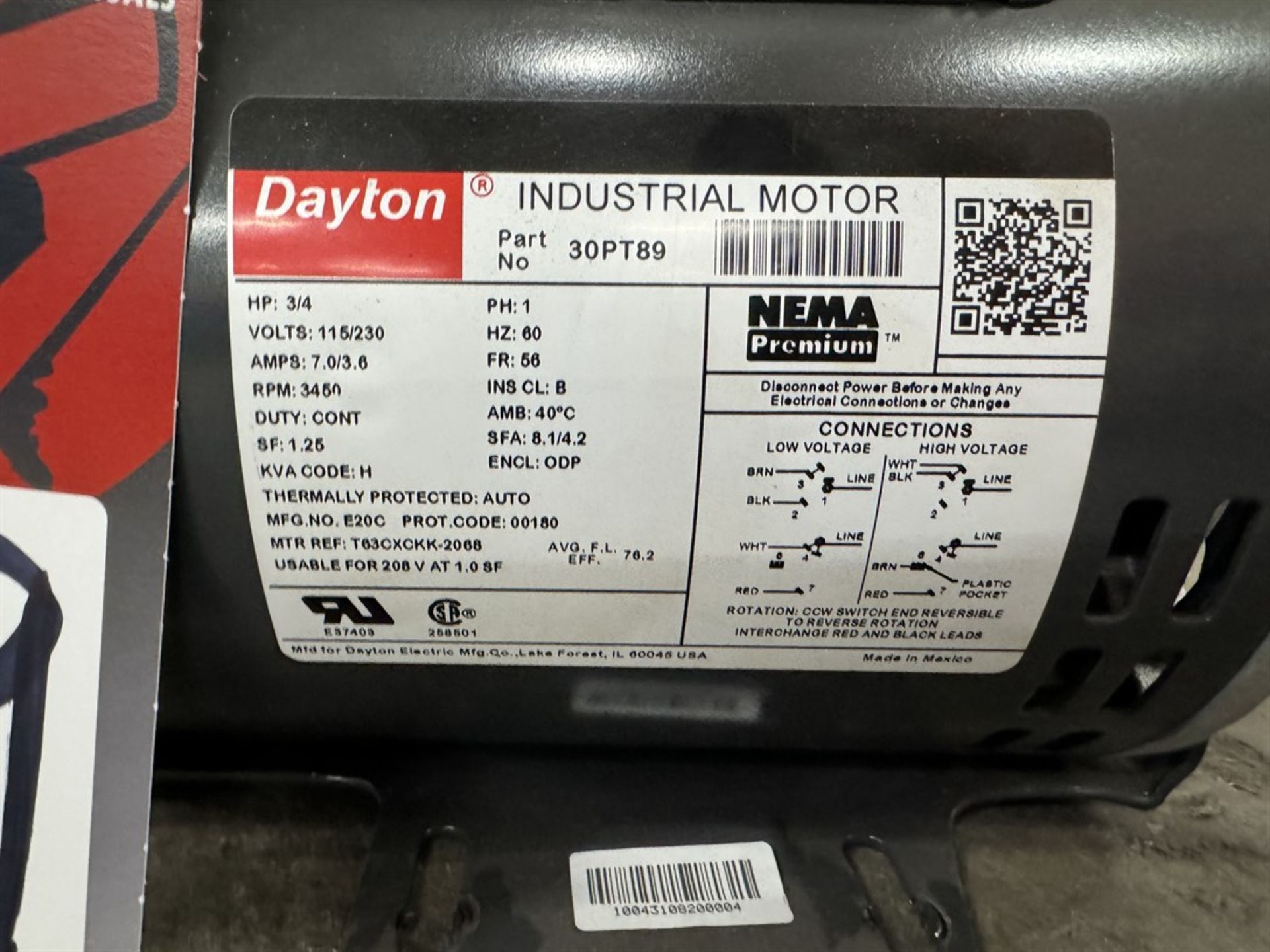 DAYTON 3/4 HP Industrial Motor - Image 4 of 4