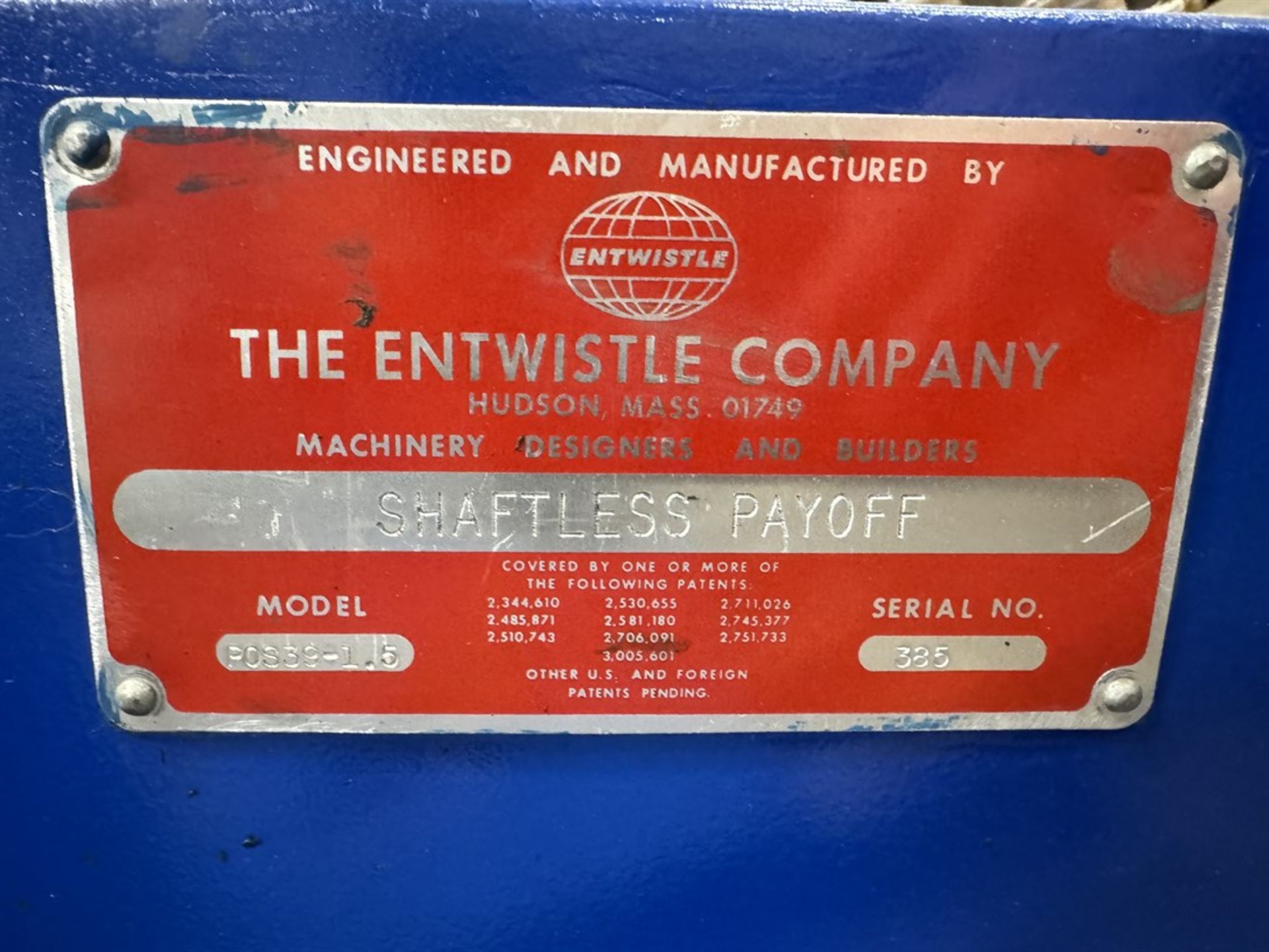 Jacket Extrusion Line (#2)-ENTWISTLE POS39-1.5 36” Shaftless Payoff, s/n 385 - Image 5 of 6