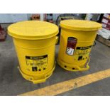 Lot of (2) JUSTRITE Oily Waste Cans