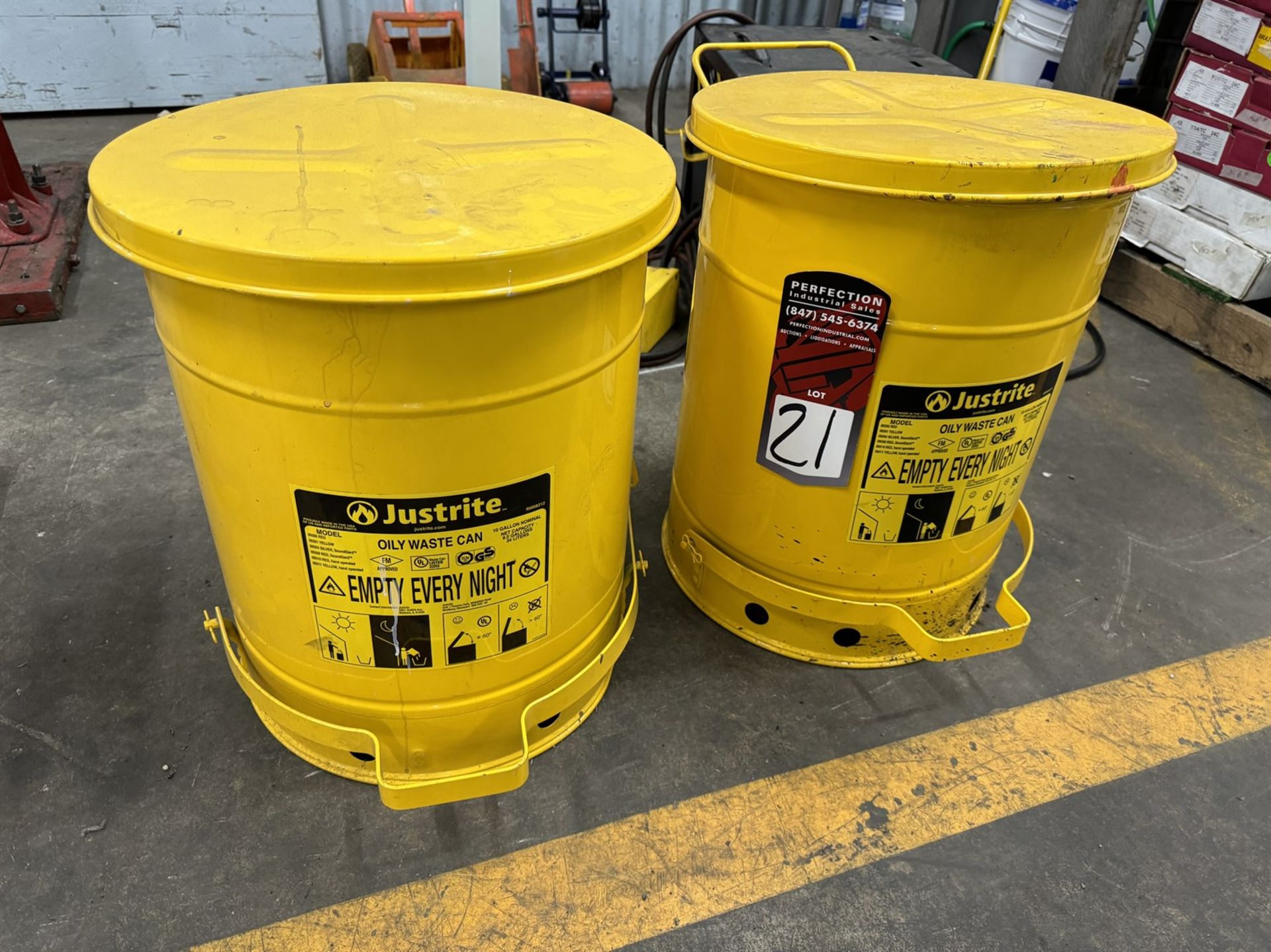 Lot of (2) JUSTRITE Oily Waste Cans