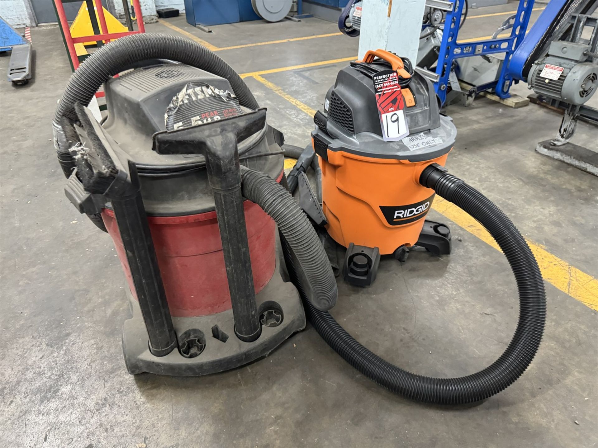 Lot Comprising RIDGID HD12000 and CRAFTSMAN 5.5 HP Shop Vacuums