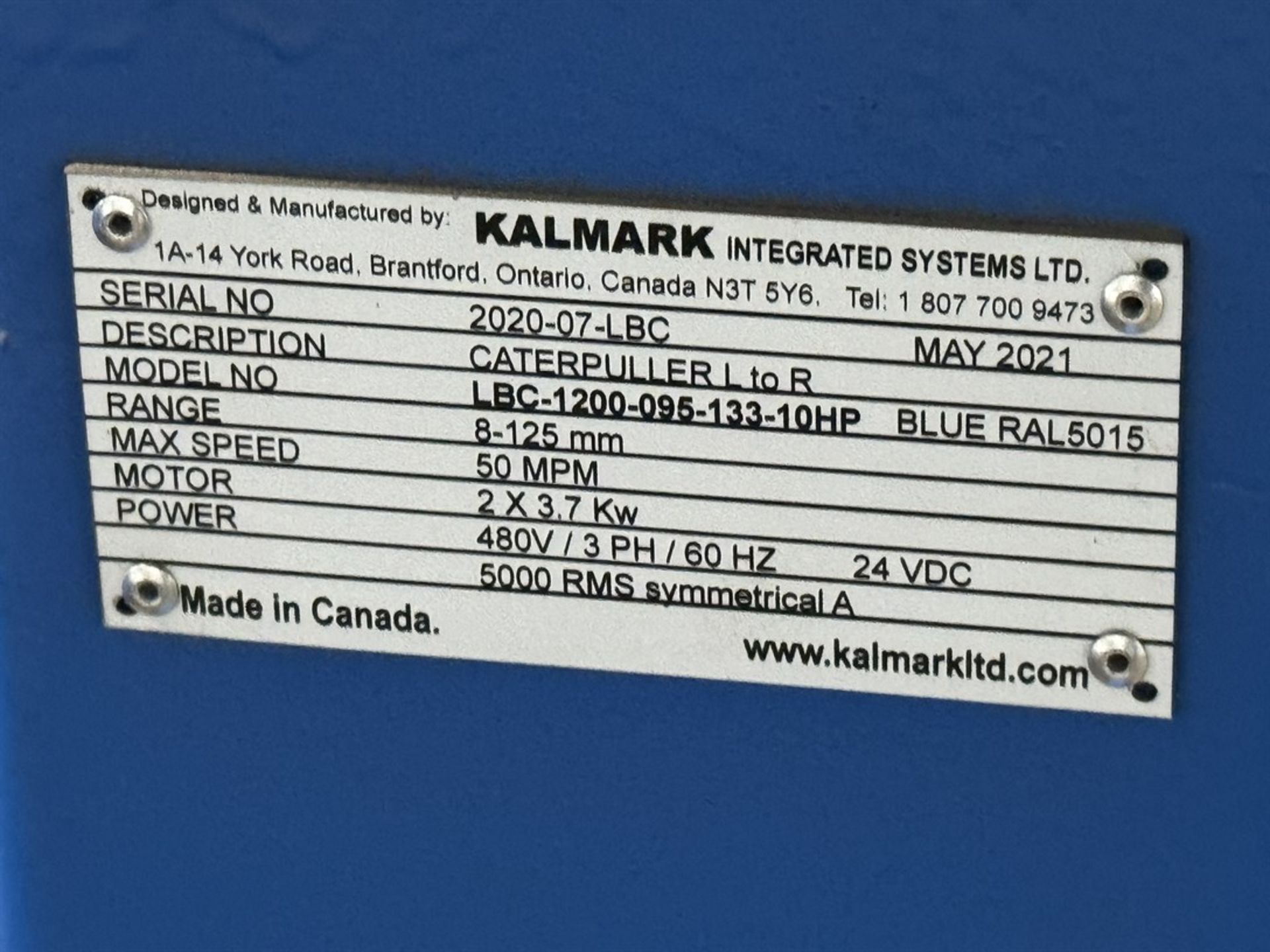 2021 KALMARK INTEGRATED SYSTEMS LTD 12+18 400mm L-R Planetary Cabler Line *Subject to 24-Hour Owner - Image 9 of 27