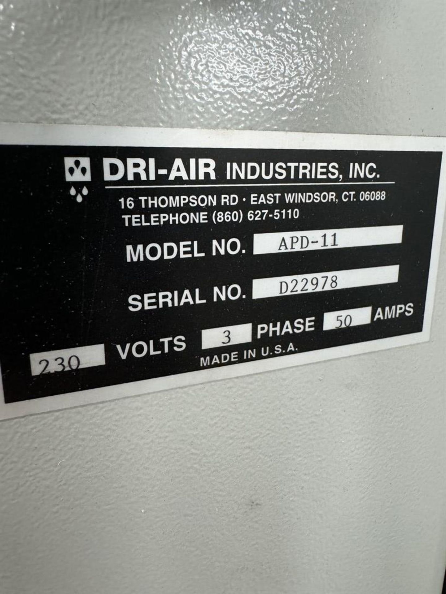 2020 DRI-AIR INDUSTRIES APD-11 Portable Desiccant Dryer, s/n D22978, w/ RH600 Hopper - Image 6 of 9