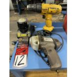 Lot Comprising CUMMINS 1/2" D-Handle Electric Drill w/ DEWALT DW923 3/8" Cordless VSR Drill/Driver