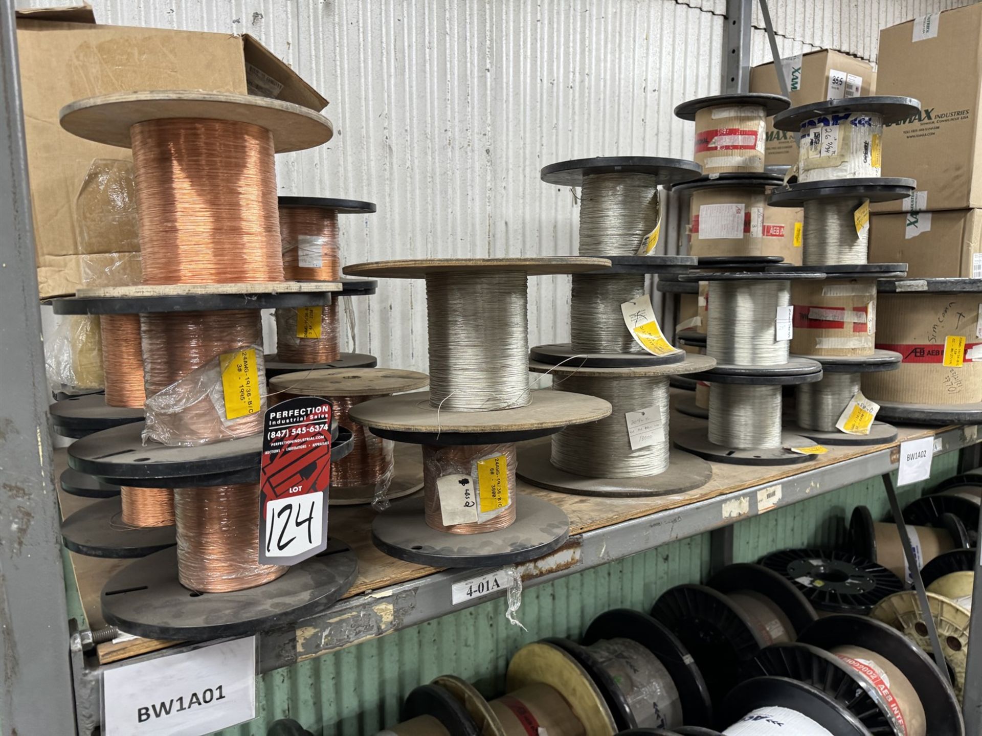 Large Lot of Assorted Spools of Wire Comprising Bare Copper and Tin Plated Cooper - Bild 6 aus 25
