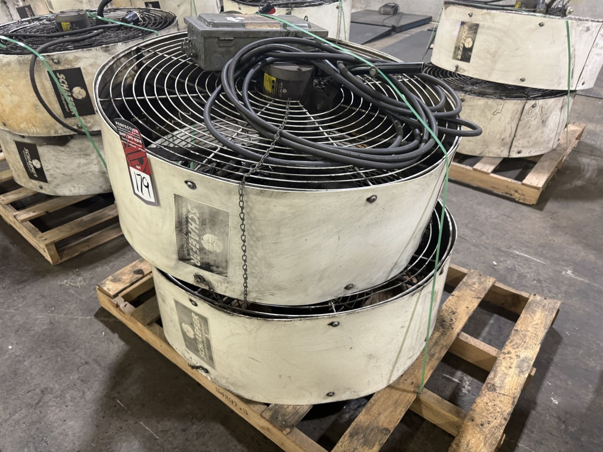 Lot of (2) SCHAEFER 36" Industrial Fans, 3 PH