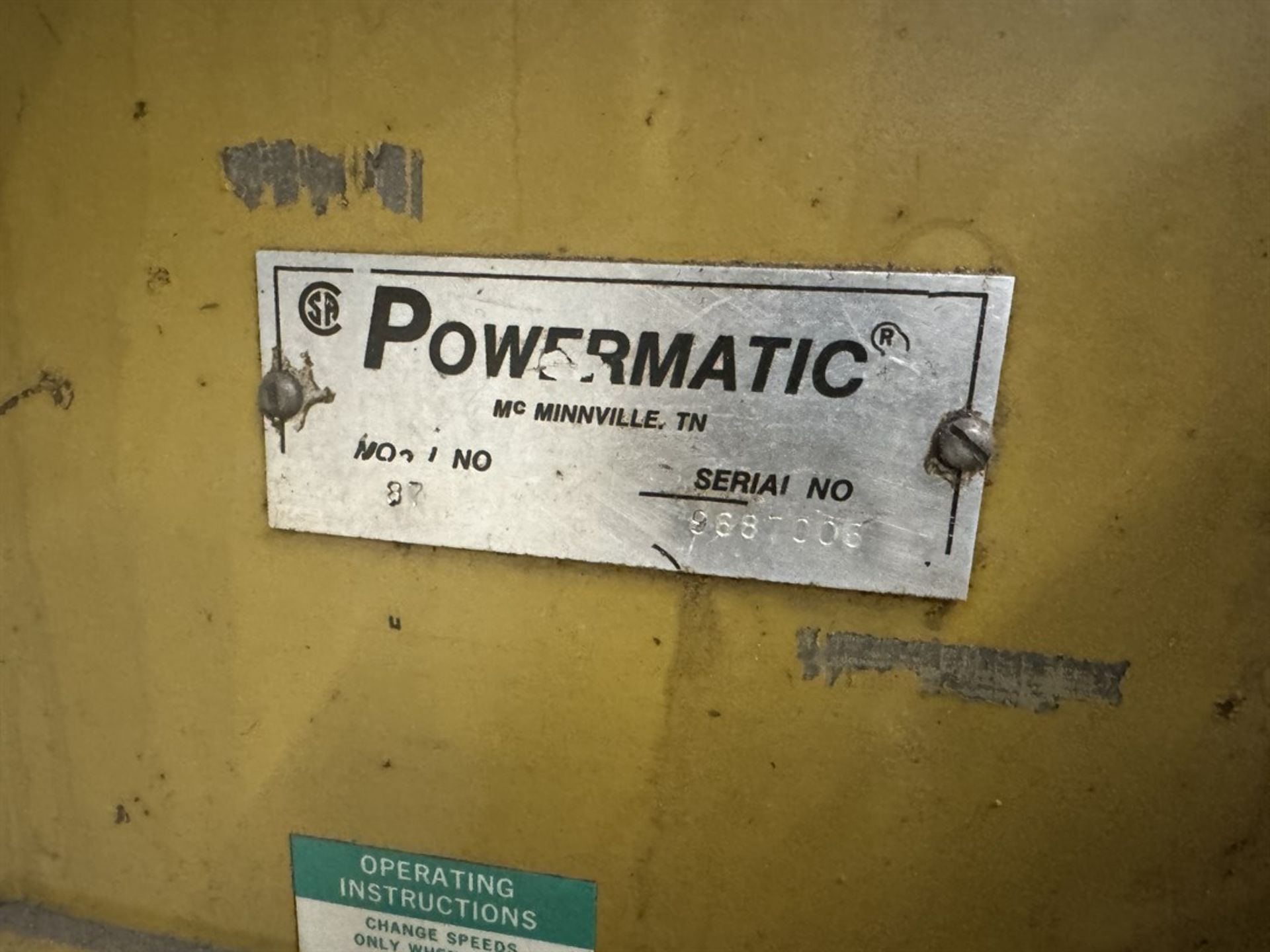 POWERMATIC 87 Vertical Bandsaw, s/n 9687005, 19.75" Throat, 24" x 24" Table, Blade Welder - Image 5 of 5