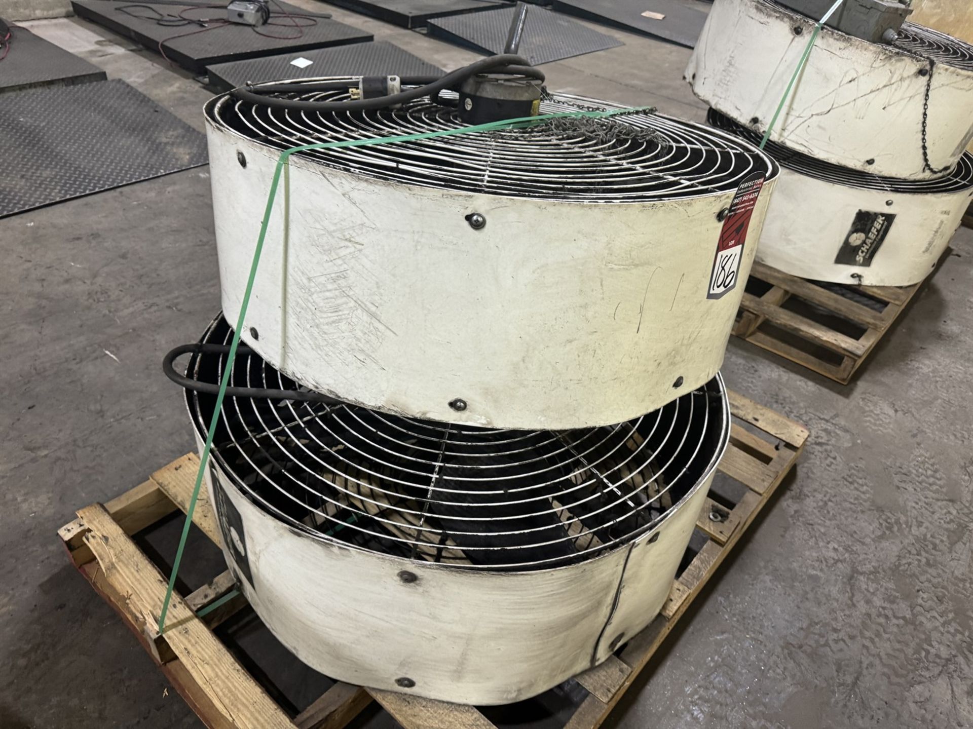 Lot of (2) SCHAEFER 36" Industrial Fans, 3 PH