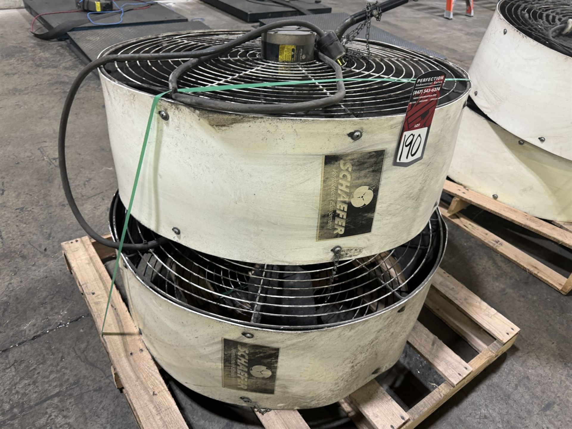 Lot of (2) SCHAEFER 36" Industrial Fans, 3 PH